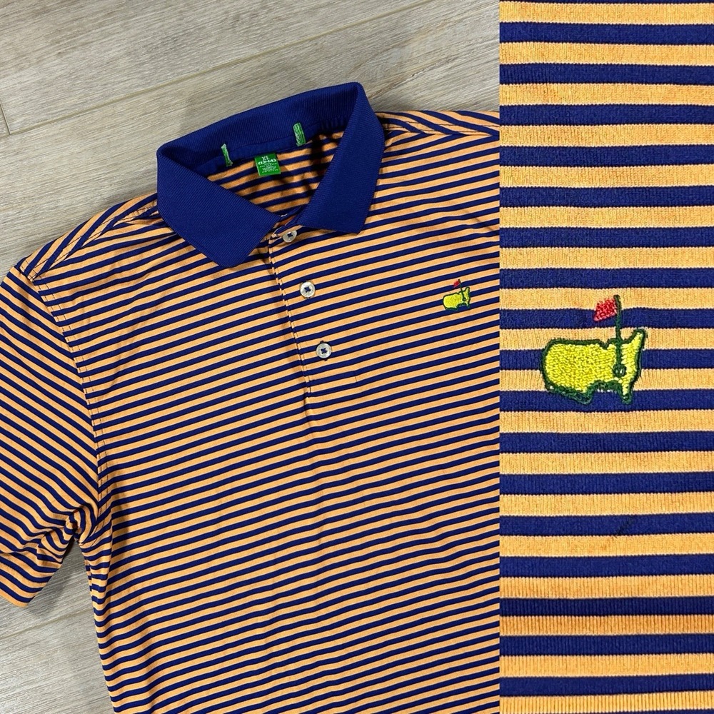 The Masters Collection Boys XL (12-14) Orange Strip Golf Polo Augusta National